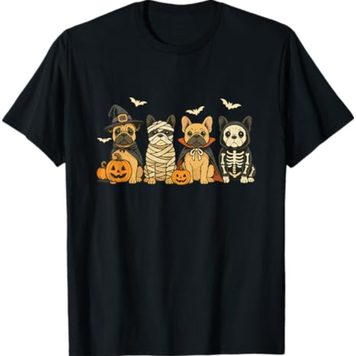 Mummy French Bulldog Halloween French Bulldog Witch Dog Mom เสื้อยืด