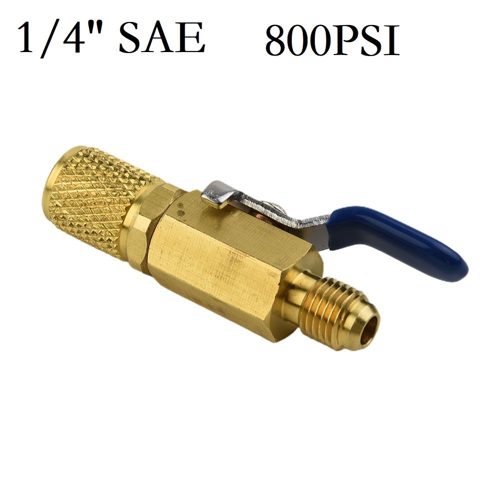 [ES]1x บอลวาล์วตรง 1/4in SAE 800PSI สําหรับรถยนต์ R410a AC ท่อ