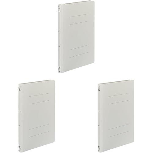 KOKUYO Flat File, PP Cover, Plastic Binding, 2-Hole, A4 150-Sheet Capacity, Gray F-H10M x 3