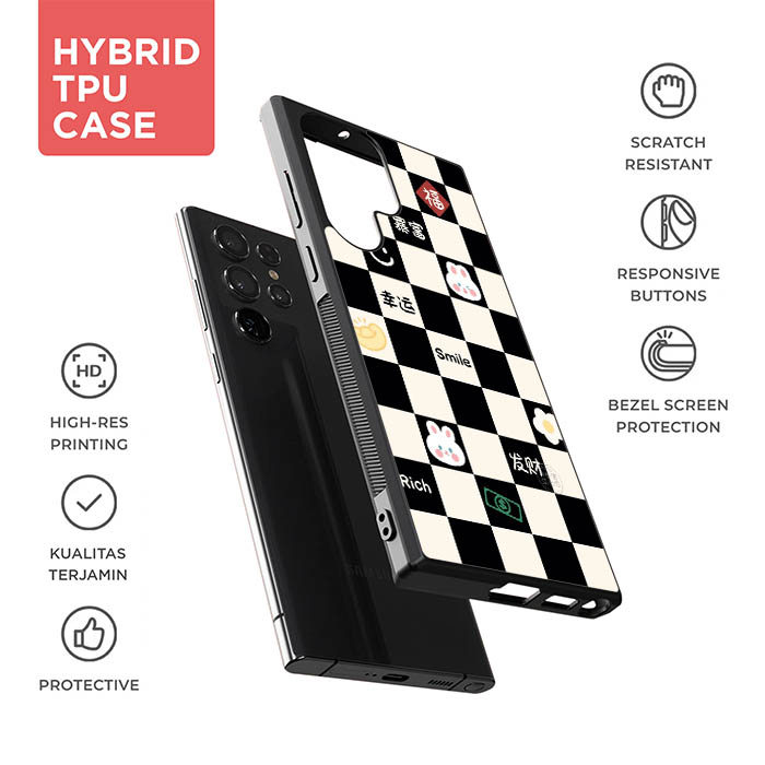 Checkerboard Lucky Rabbit Fun AB4724 Softcase Hardcase Samsung Galaxy S25 S24 S23 S22 S21 S20 S10 Ul