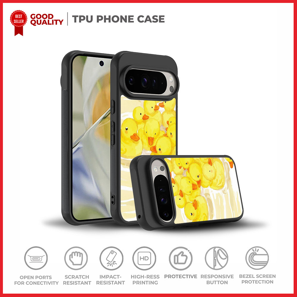 Case Casing Google Pixel 10 9 8 7 6 5 A Pro XL Fold Flock of Yellow Rubber Ducks AH0542 Custom N6
