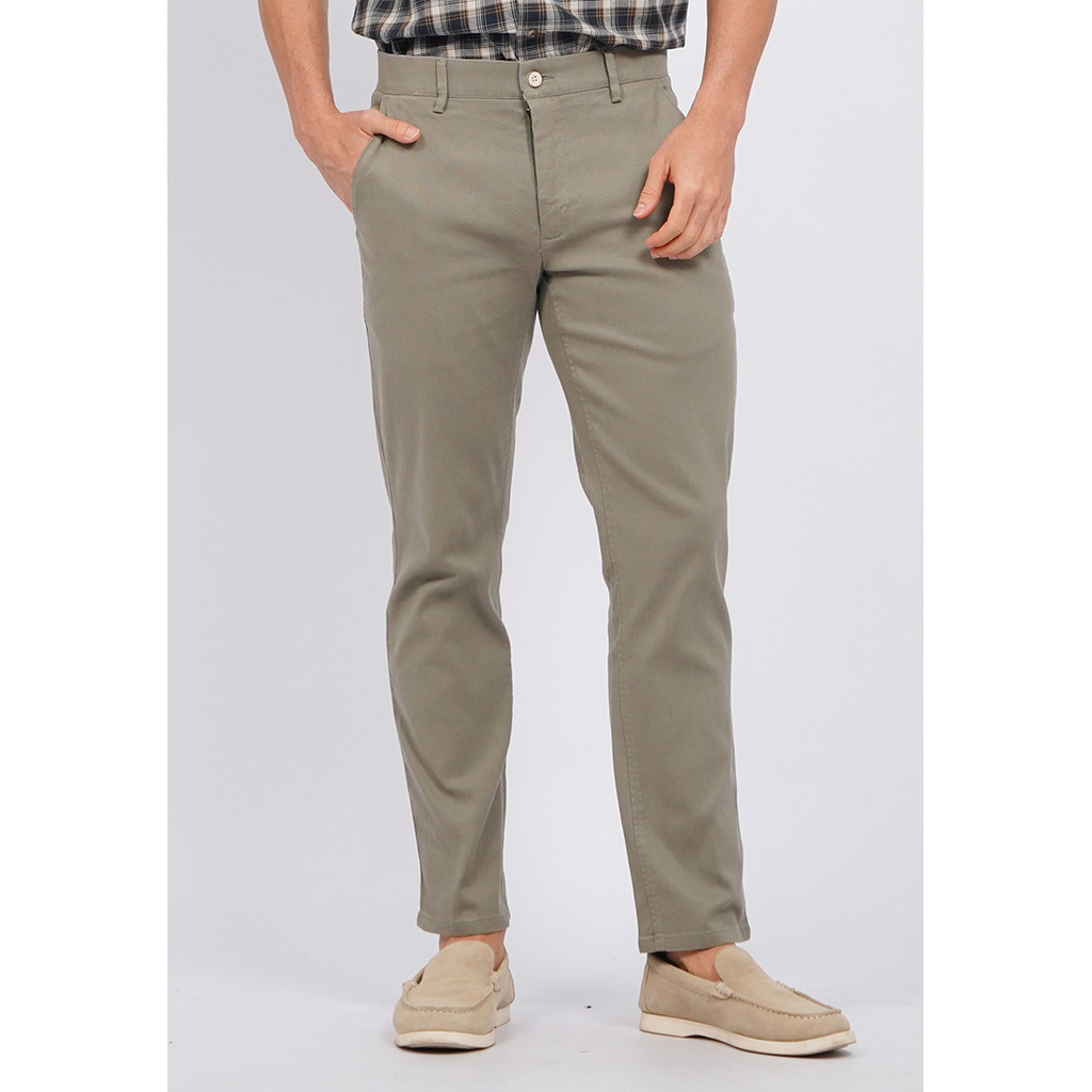 WOOD Slim Fit Tapered Textured Pants 2-OPIXC225I092 SAGE