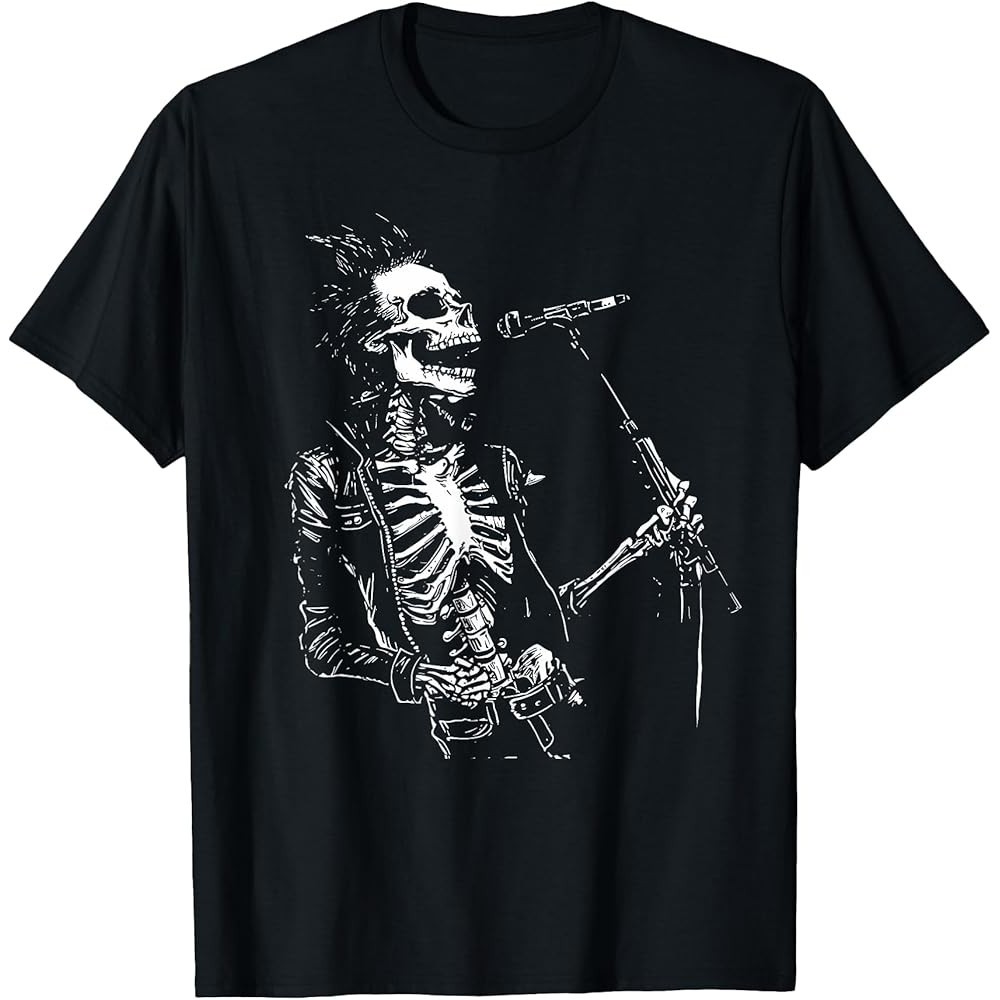 D3 Skeleton Guitar Guy Rock And Roll Band Rock On เสื้อยืด