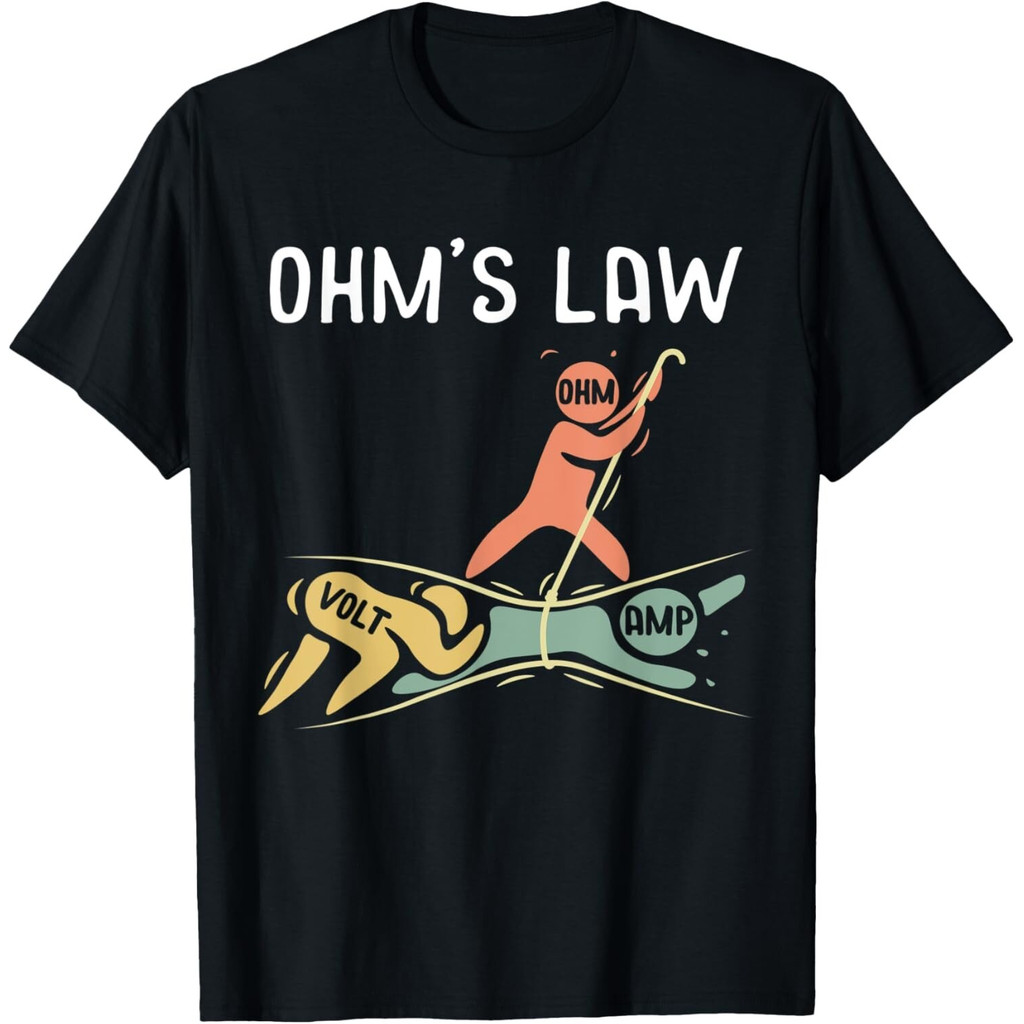 OhmS Law Electric Engineer Idea เสื้อยืดผู้ชายวิศวกรรมตลก