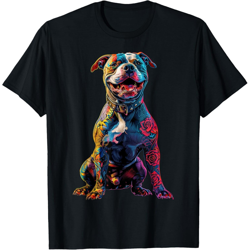 Tattooed Pitbull Dog Tattoos Pitbull Tattooed Dog Mom Men เสื้อยืด