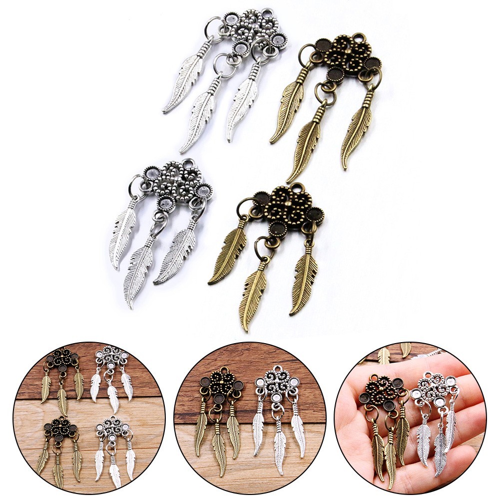 [DML] 2 ชิ้น Vintage Dreamcatcher สร้อยคอโลหะผสมสังกะสีจี้สําหรับเครื่องประดับทํา