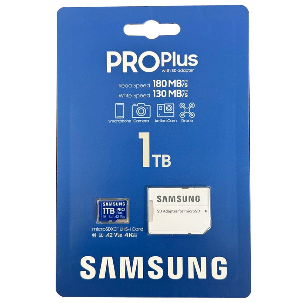 Samsung PRO Plus 1TB microSDXC Memory Card with SD Adapter (180MB/s), MB-MD1T0SA