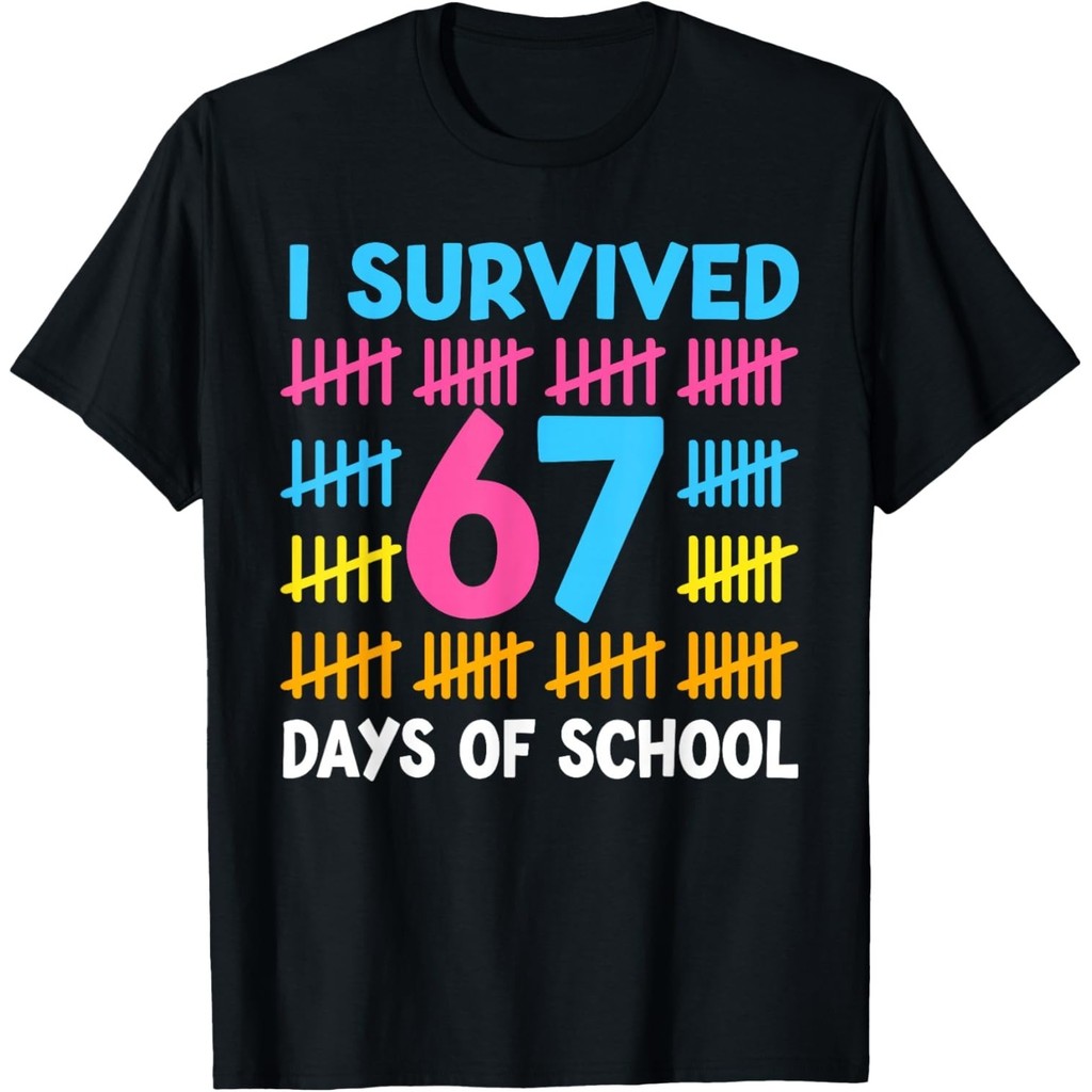 I Survived 67 Days Of School Funny 67 Meme Teen Teacher เสื้อยืด