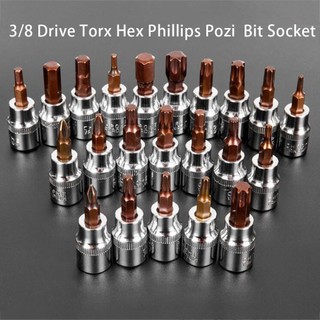 GOOD1 PC 3/8 ไดรฟ์ Hex ซ็อกเก็ตบิต H3-H10 สกรูสําหรับ T10-T55 ซ็อกเก็ตไขควงบิต