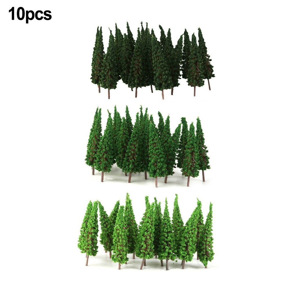 JOYL10pcs Pine Trees Model Trees 65mm 3 Different Greens - เหมาะสําหรับ N / OO Gauge
