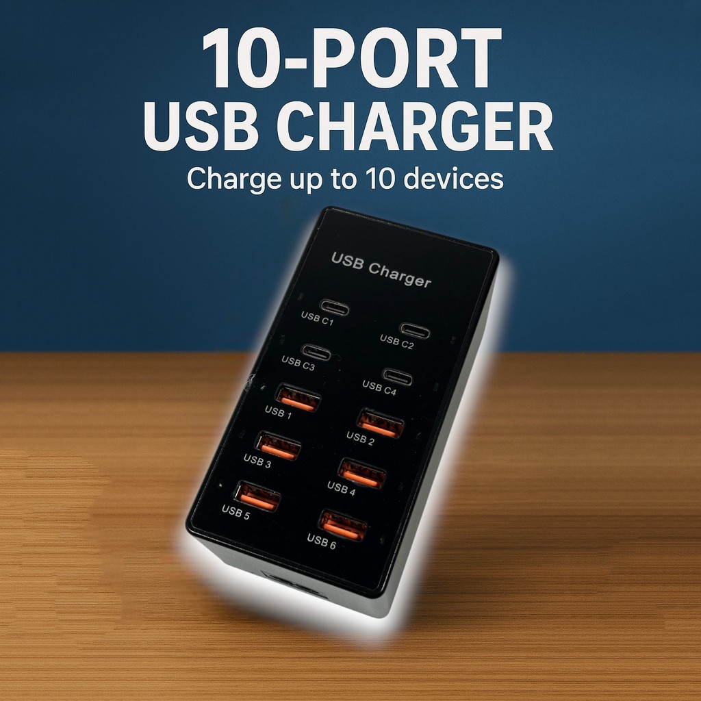 - ALASICKA USB Hub Charger 10 Multi Port Type C 5V/2.4A 60W EU Plug - YC-A6 -