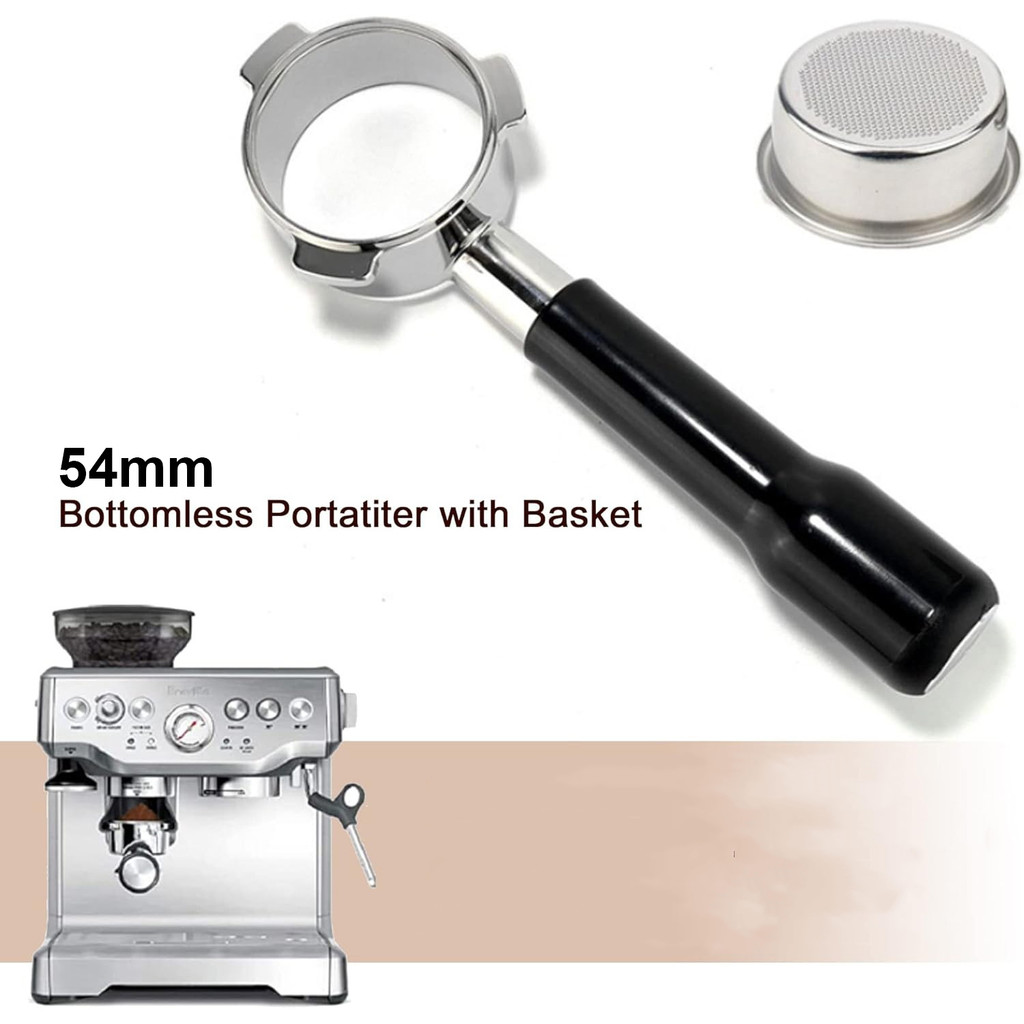 One Two Cups Bottomless Naked Portafilter Stainless Breville 54mm Fr4 สีดํา