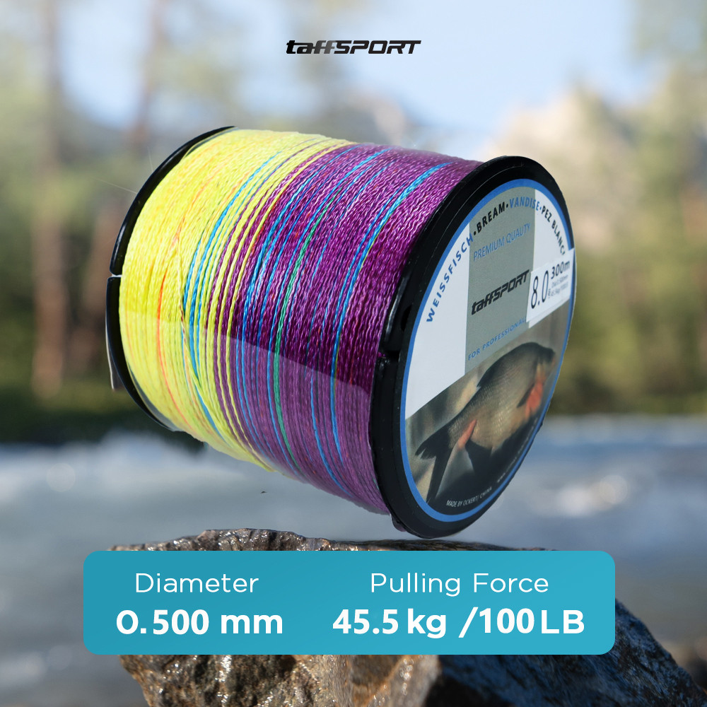 Taffisport สายตกปลาแบบถัก Strong Pe 300m 8.0 Dm3 หลากสี