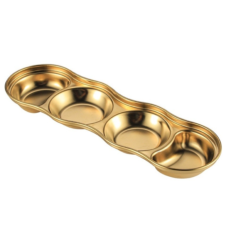 ⭐สินค้าใหม่⭐304 Stainless Steel Asian Style Square Round Gold Silver Sauce Dish for Pot BBQ