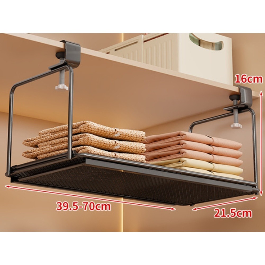 ⭐สินค้าใหม่⭐Adjustable Hanging Wardrobe Closet Organizer Shelf Space Saving Storage Rack