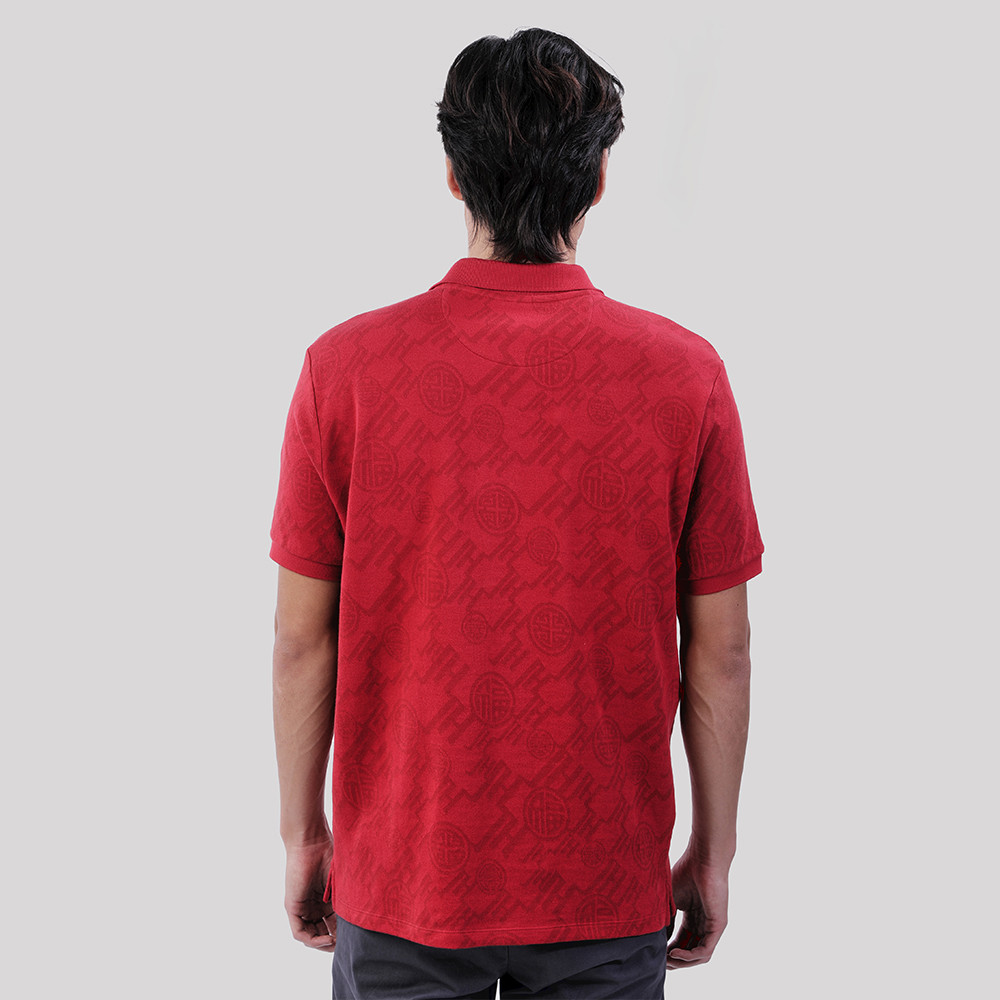 John Henry เสื้อโปโลผู้ชาย ทรงเข้ารูป รุ่น JH S126MPLSM01 - สีแดง - รูปที่ 3