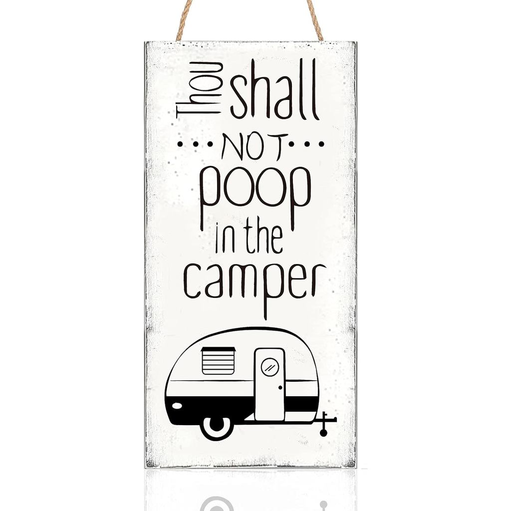 Thou Shall ไม่เซ่อใน Camper ป้ายตกแต่งไม้ 11.8 x 5.9 นิ้ว Travel Trailer Wall Art สําหรับ Home Farmh