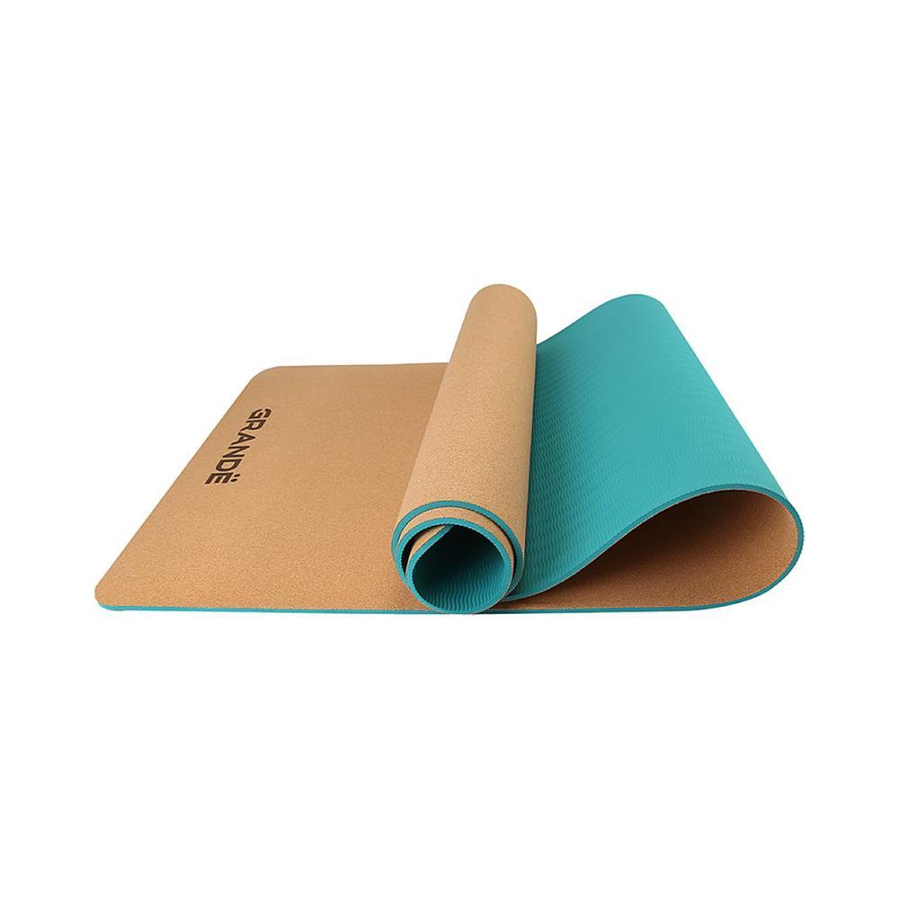 GRANDE เสื่อโยคะ CORK/TPE สีเขียว จัดส่งโดย HomePro