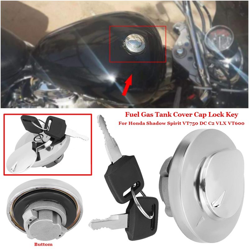 ready stockFeel Gas Tank Cover Cap Lock Key สําหรับ Shadow สําหรับ Spirit VT750 DC C2 VLX VT600