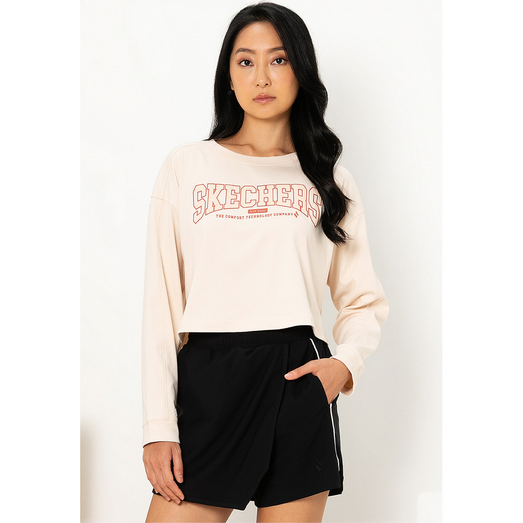 Skechers สเก็ตเชอร์ส เสื้อยืดแขนยาวผู้หญิง Women Basketball Culture Long Sleeve Tee - SL325W427-000H