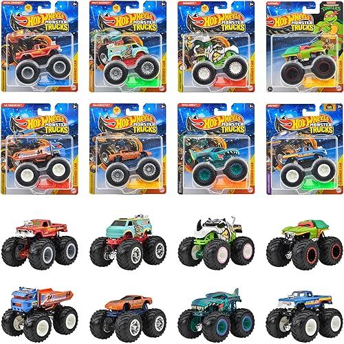 MATTEL Hot Wheels Monster Trucks 1:64 Assorted Ride-on Toys Miniature Cars, Box of 8, Sold 3 years o