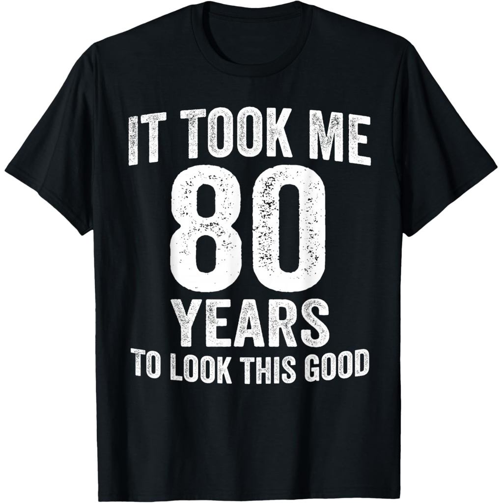 เสื้อยืดผ้าฝ้ายผู้ชาย สำหรับวันคล้ายวันประสูติที่Funny 80th Birthday