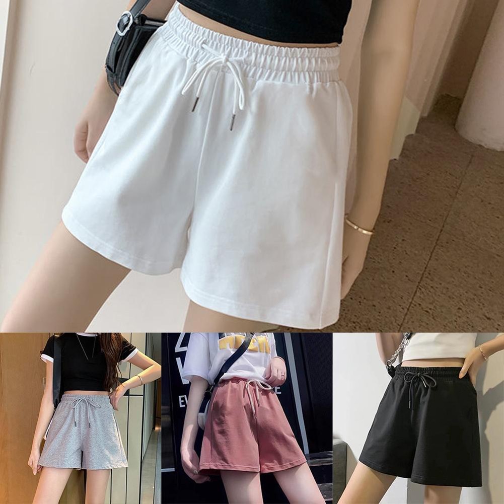 HOTWomens Sports Shorts Sweatpants Pants Pockets Drawstrings Loose Gym Shorts