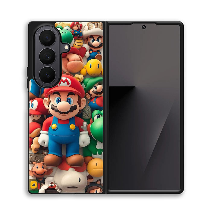 Case Casing Hybrid Samsung Galaxy Z Fold 7 6 5 4 3 SE Retro Game Character Art