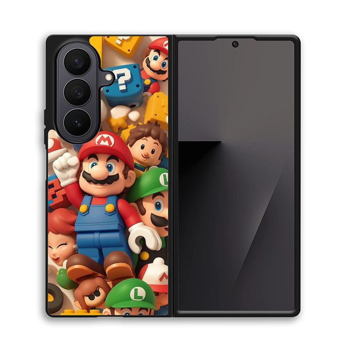 Case Casing Hybrid Samsung Galaxy Z Fold 7 6 5 4 3 SE Retro Game Character Art