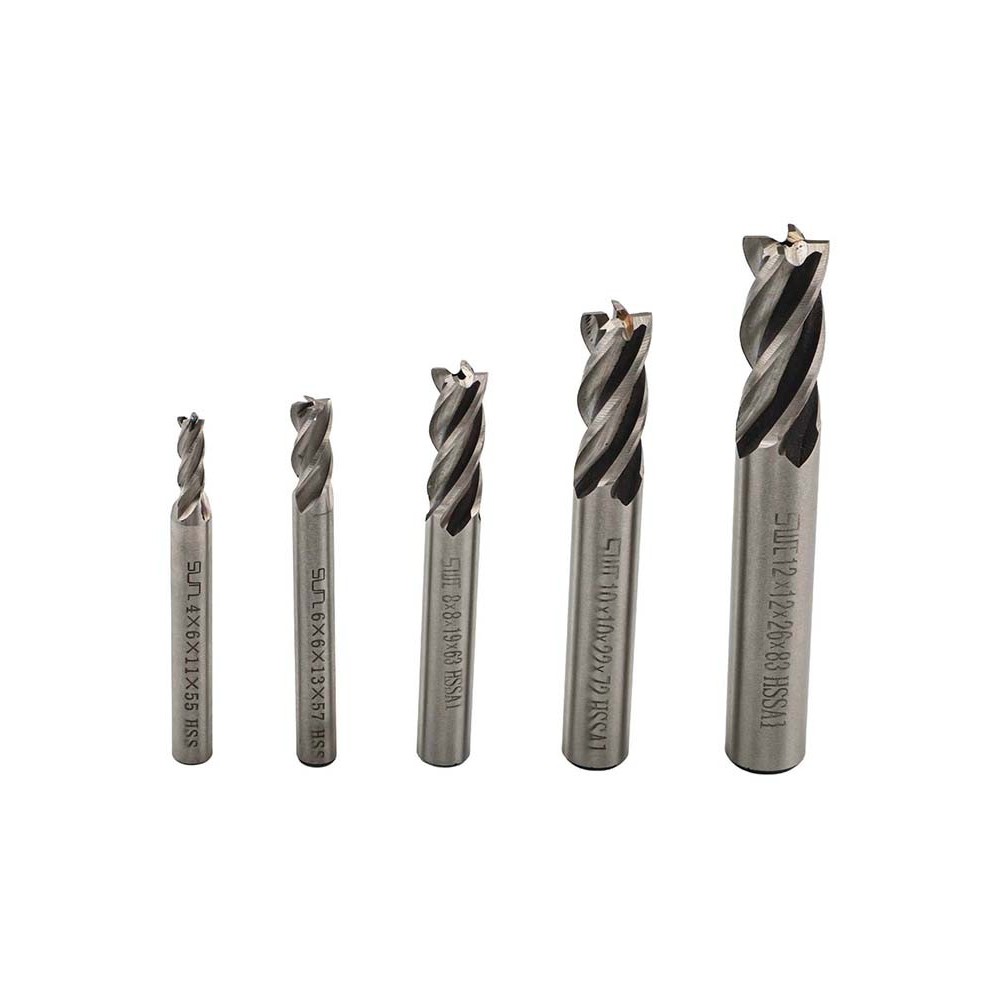 xp1 8 ชิ้น/เซ็ตคาร์ไบด์ 4 ขลุ่ย CNC HSS End Milling Cutter Slot เจาะชุด Bit 2-12 มม.