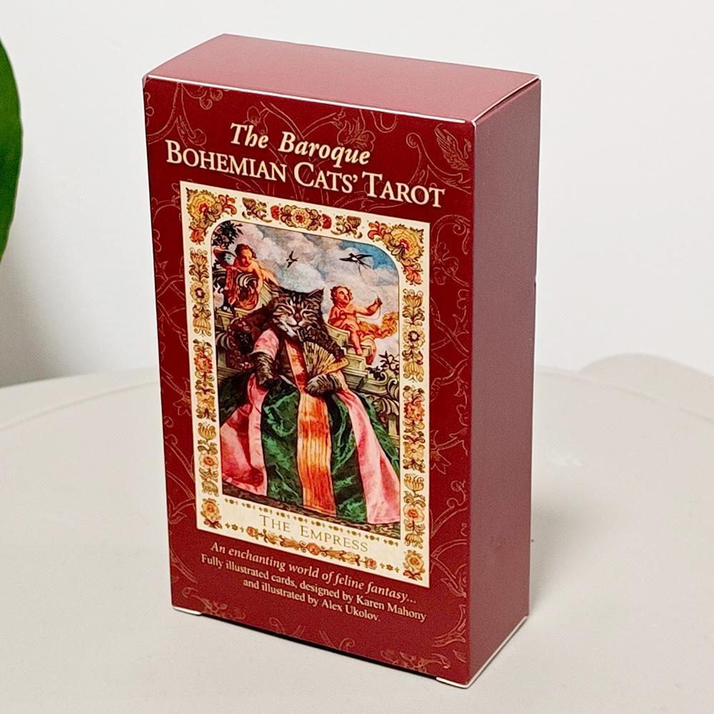 The Baroque Bohemian Cats Tarot Deck, 79-Card Feline Fantasy Vintage Baroque สไตล์ Cat Tarot 12*7 ซม.คู่นูน