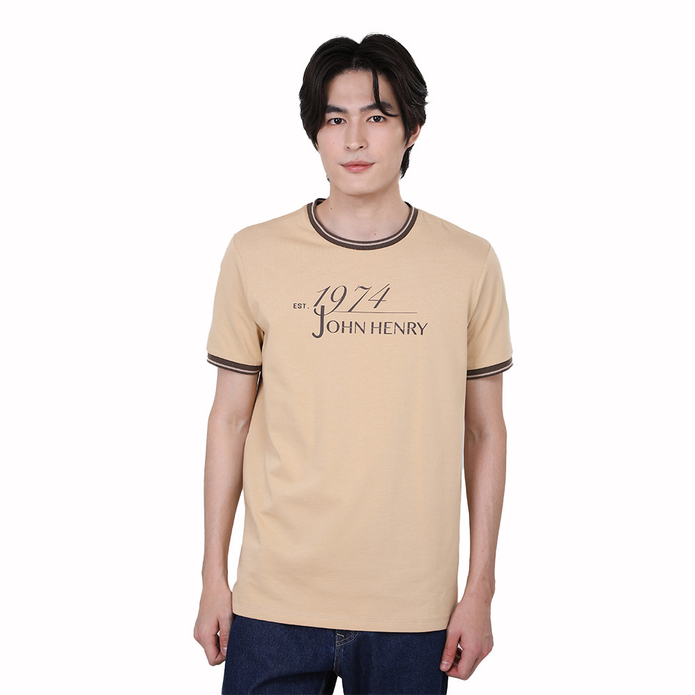 John Henry เสื้อยืดผู้ชาย ทรงเข้ารูป รุ่น JH S226MTSSM07 - สีกากี