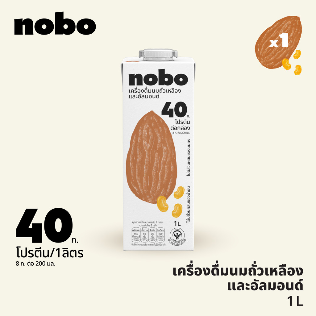 โนโบ นมถั่วเหลือง และอัลมอนด์ 1 ลิตร