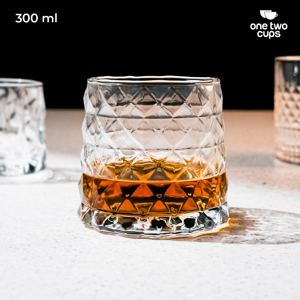 One Two Cups Whisky Cocktail Crystal Diamond Rock Glass 300ml - YJ-30