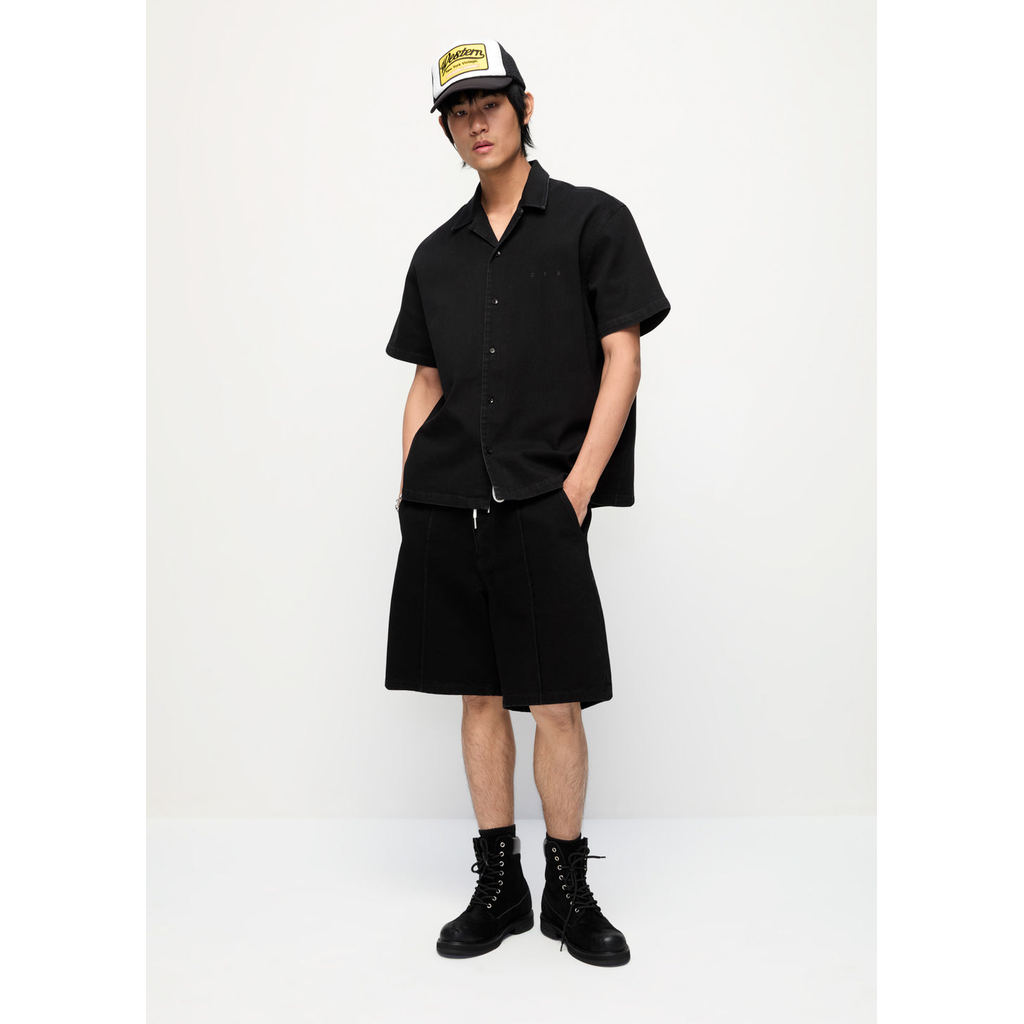 CPS กางเกงยีนส์ขาสั้นมีเชือกผูกเอว ผู้ชาย DRAWCORD JEANS SHORTS รุ่น C26SGMA074 (SS26#A2)
