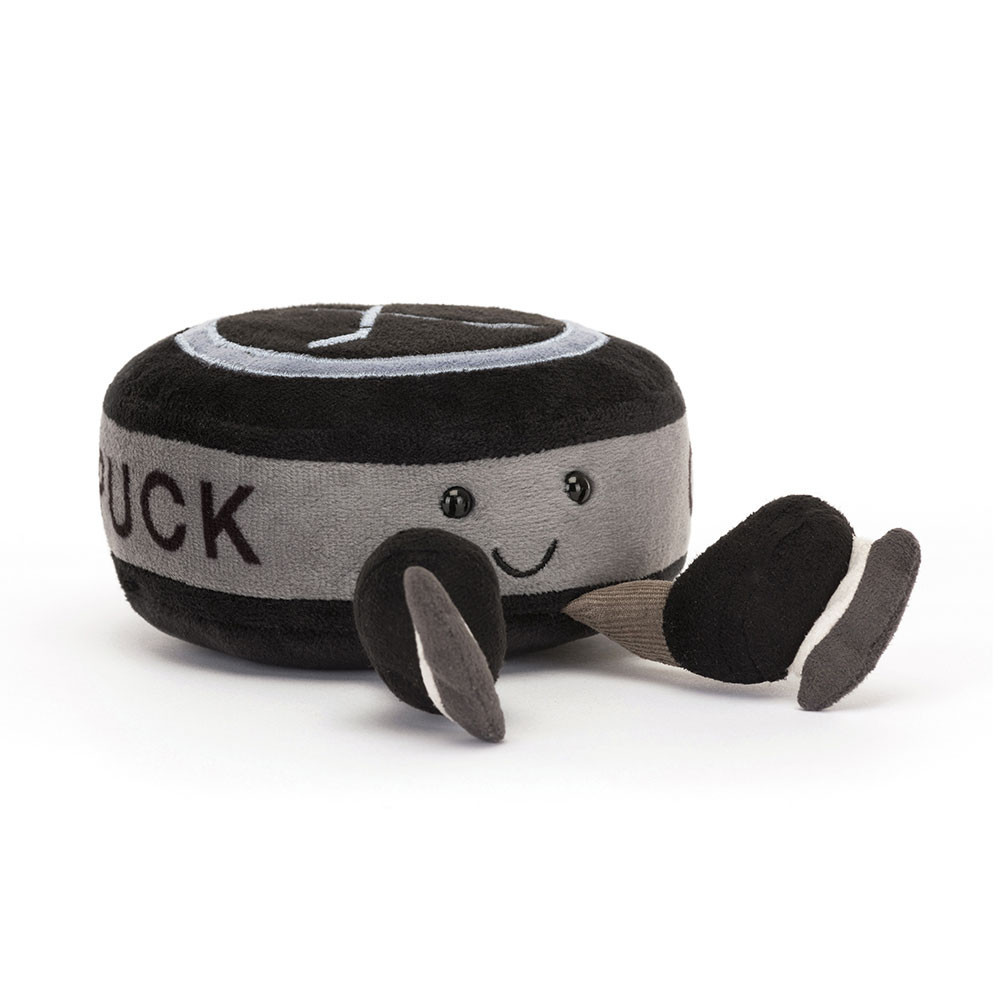 Jellycat Sports Ice Hockey Puck Amuseables Squishy Soft Toy Gift for Girls, Kids