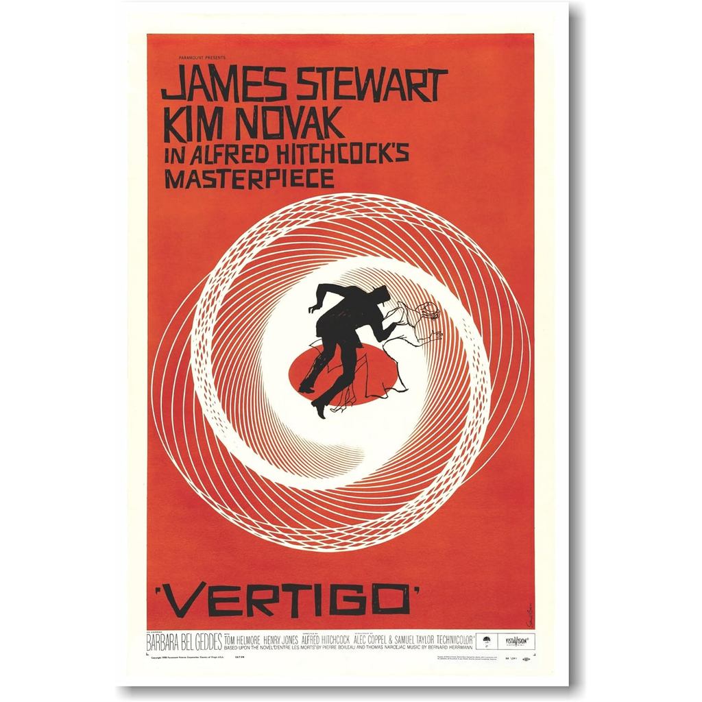 Vertigo Alfred Hitchcock NEW โปสเตอร์หนังวินเทจ