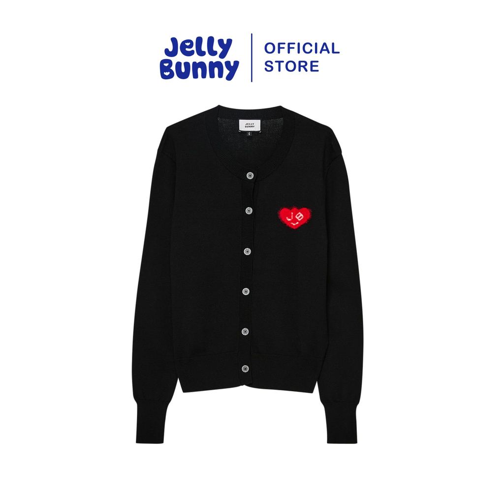 JELLY BUNNY เสื้อคาร์ดิแกนแต่งแพตช์รูปหัวใจ รุ่น B26WGWB018 BLACK