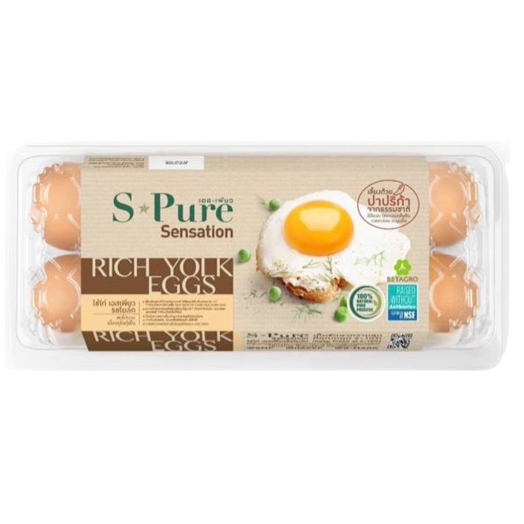 [8852043355188] S-Pure Rich Yolk Eggs Mixed Size Pack 10 (พนักงาน กำชับ ไรเดอร์ ระวังแตก)