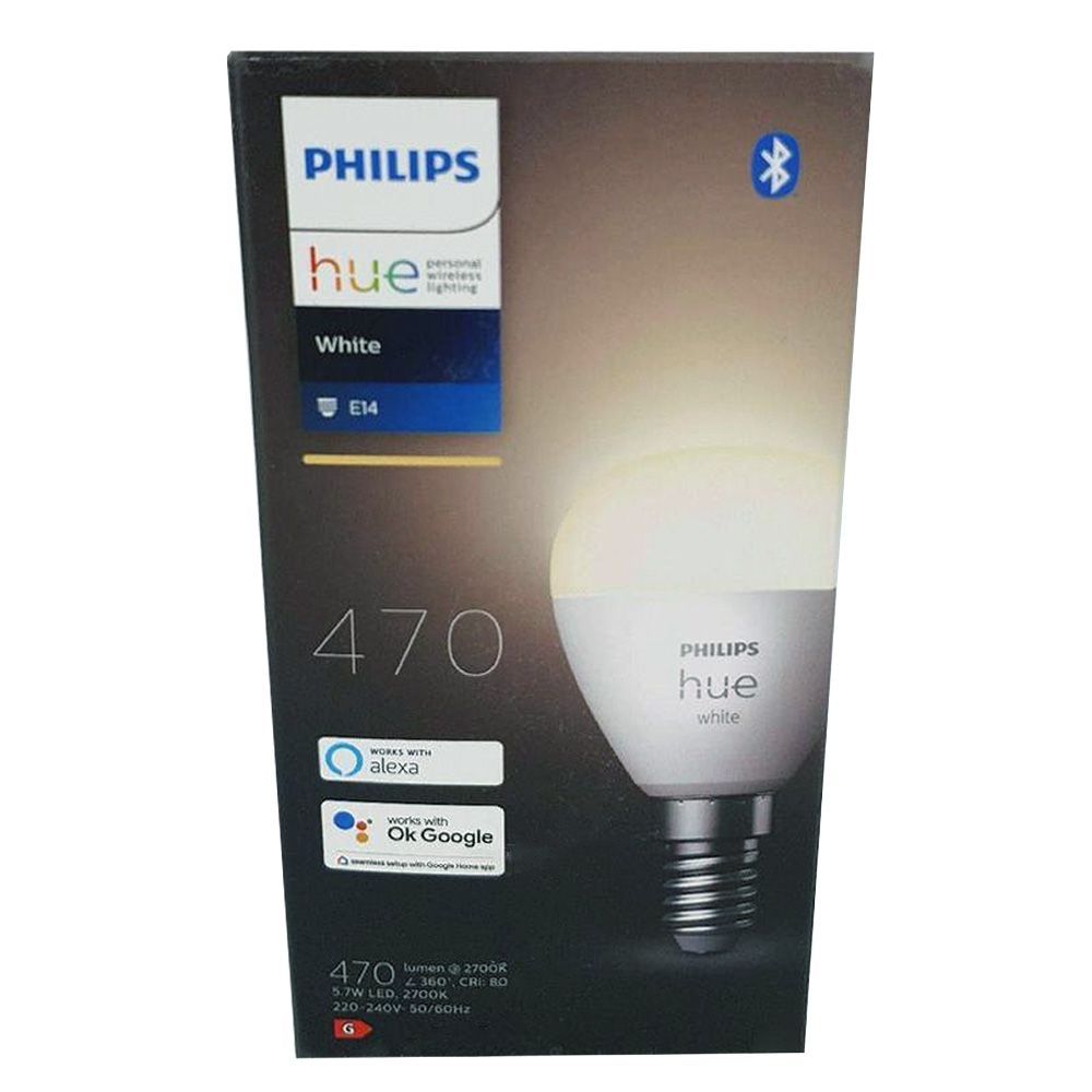 Philips Hue White 470lm E14 Luster P45 LED Smart Bulb (1 Pack), 929002440603
