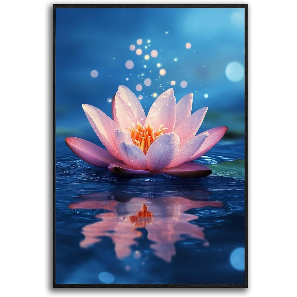 Lotus Wall Art Zen Wall Art Lotus ผ้าใบ Art Wall Decor Spiritual การทําสมาธิภาพ Zen Decor สําหรับห้อ