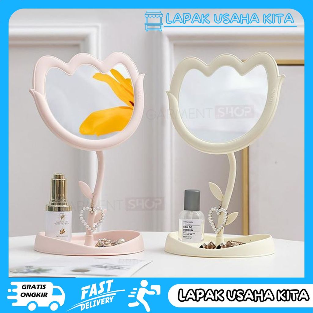 TULIP FLOWER MOTIF MAKEUP MIRROR COSMETIC MAKEUP MIRROR STANDING MIRROR FLOWERS SAFE PRIVACY TABLE
