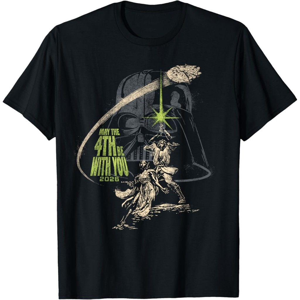 May The 4Th Be With You 2026 Vintage Distressed เสื้อยืด Unisex