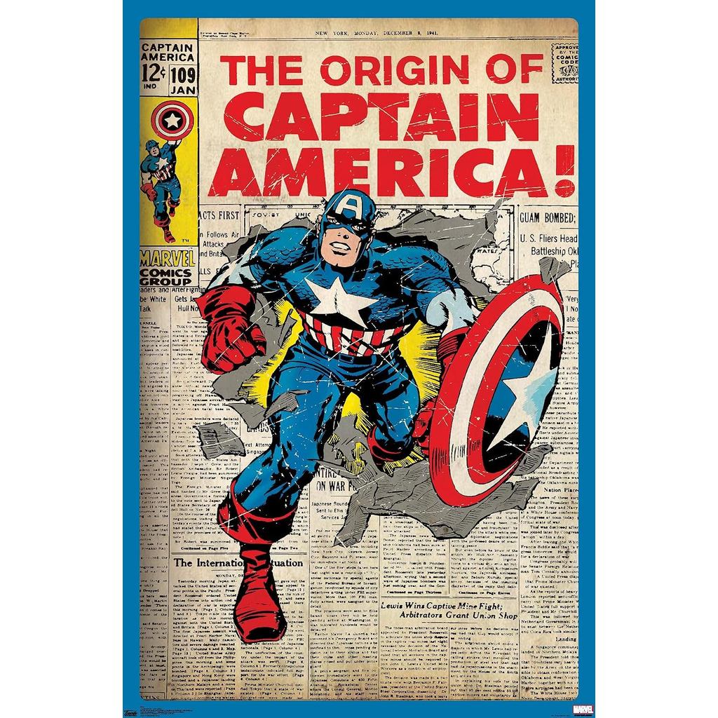 24X36 Marvel Comics Captain America The Original Wall Poster, 24" x 36", Premium Unframed Version