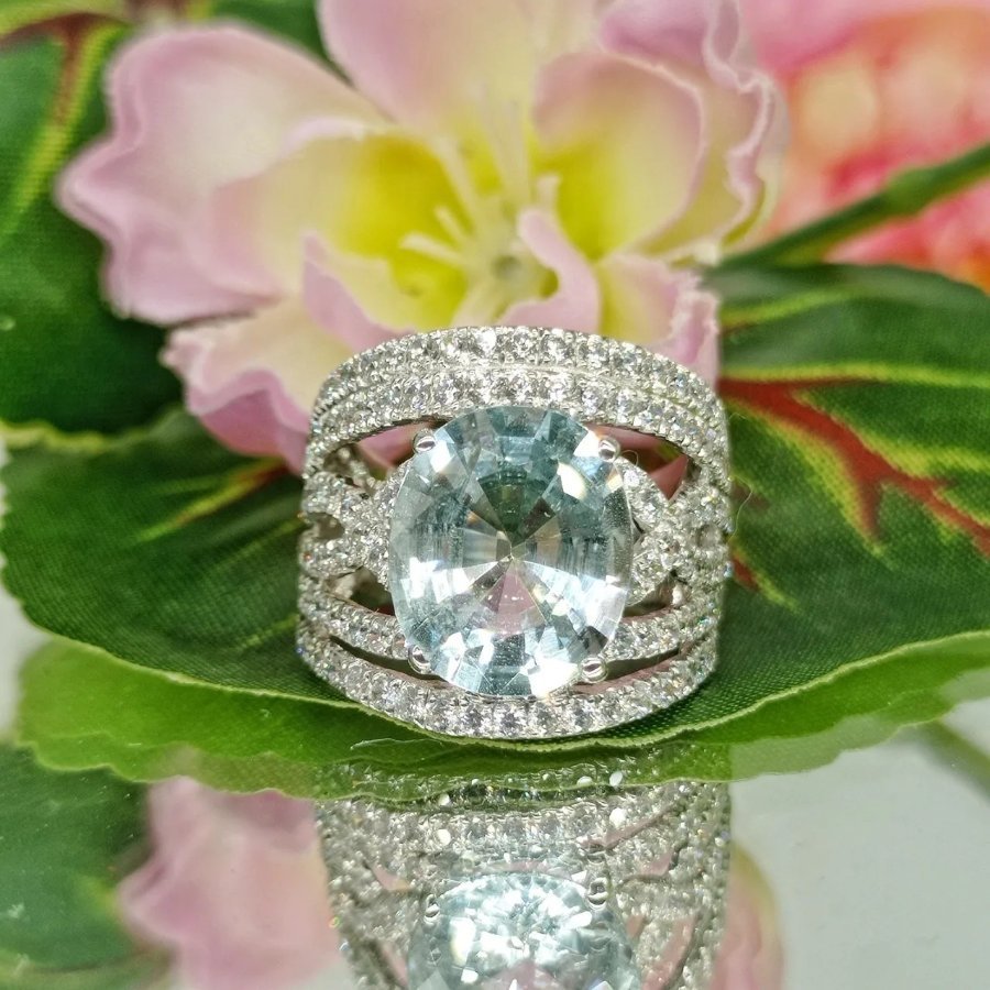 แหวนเงินอความารีน [JS Jewelry]