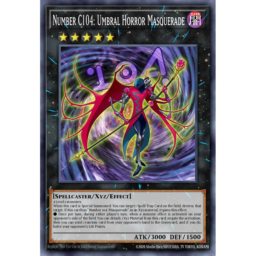 [Yugioh Funny Shop] การ์ด 1 ใบ RA05-EN046 - Number C104: Umbral Horror Masquerade - Collector Rare