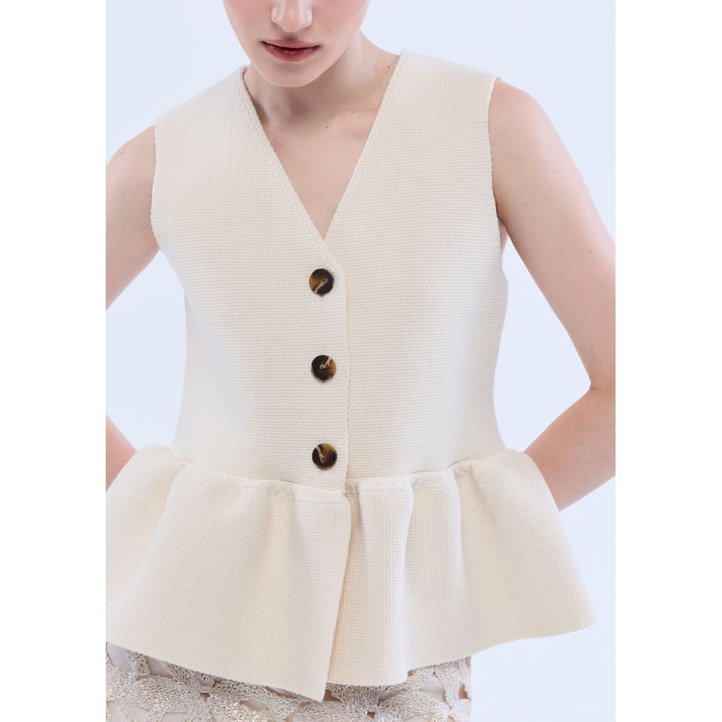 QUINN - Knitted Button Flare Top เสื้อกั๊ก (Q26FGWA067) — صورة 5