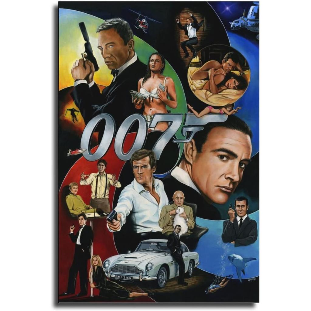 YGM 007 James Bond, Bond Movies โปสเตอร์ศิลปะผ้าใบและ Wall Art พิมพ์ภาพโมเดิร์นครอบครัวตกแต่งห้องนอน