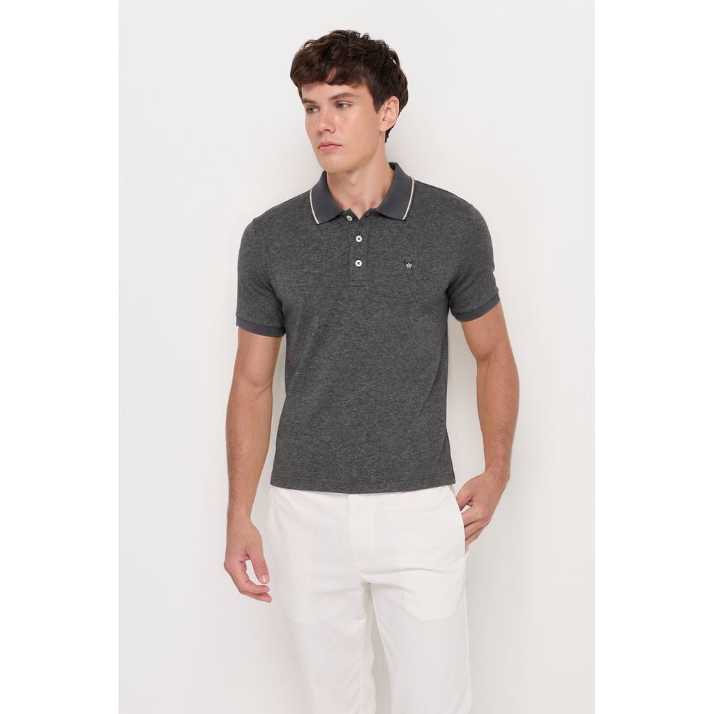 ROYAL IVY REGATTA - Textured Melange Polo Shirt Dark Top Dyed Grey เสื้อโปโล (R26WGMA025) — صورة 3