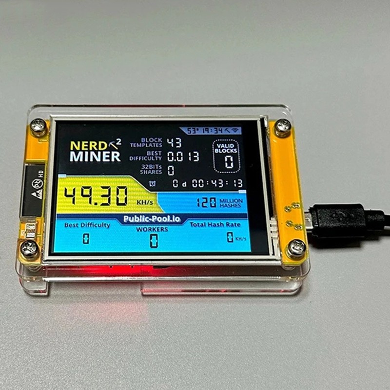 ยี่ห้อใหม่ Nerdminer V3 2.8 นิ้ว BTC Solo Lottery Nerd Miner Crypto Bitcoin Miner Solo Mining Machin